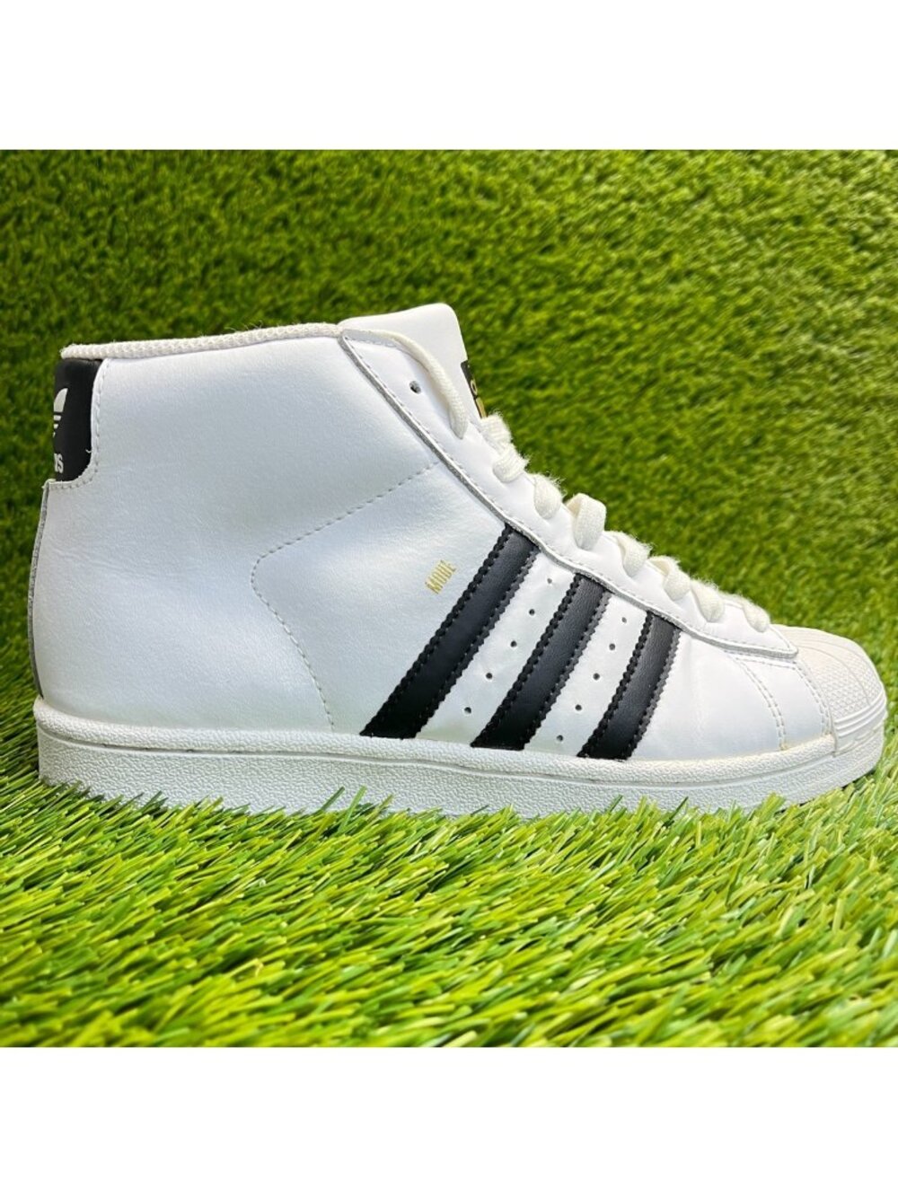 Adidas Pro Model Boys Size 5.5Y White Blackβ Athletic Leather Shoes Sneakers